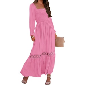 image:imageZESICA Womens 2026 Boho Long Sleeve Fall Maxi DressHot Pink