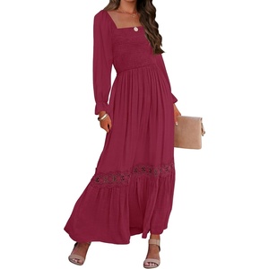 image:imageZESICA Womens 2026 Boho Long Sleeve Fall Maxi DressPlum
