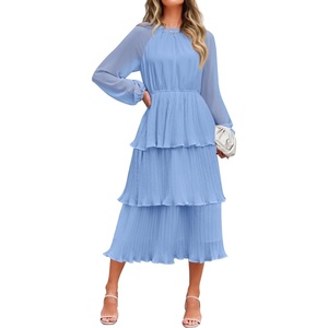 image:imageZESICA Womens 2026 Chiffon Tiered Long Sleeve DressesLightblue