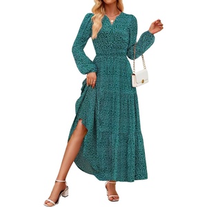 image:imageZESICA Womens 2026 Fall Boho Floral Long Sleeve Maxi DressesGreen