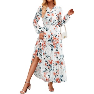 image:imageZESICA Womens 2026 Fall Boho Floral Long Sleeve Maxi DressesIvory