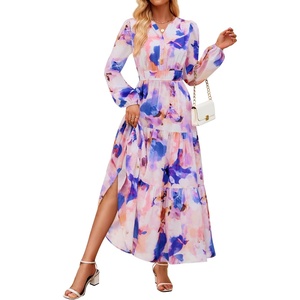 image:imageZESICA Womens 2026 Fall Boho Floral Long Sleeve Maxi DressesPurple
