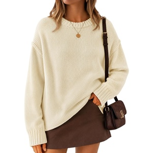 image:imageZESICA Womens 2026 Fall Long Sleeve Crewneck Oversized Chunky SweatersApricot