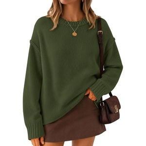 image:imageZESICA Womens 2026 Fall Long Sleeve Crewneck Oversized Chunky SweatersArmygreen