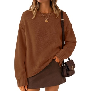 image:imageZESICA Womens 2026 Fall Long Sleeve Crewneck Oversized Chunky SweatersCaramel