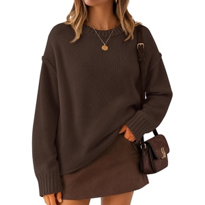 image:imageZESICA Womens 2026 Fall Long Sleeve Crewneck Oversized Chunky SweatersCoffee