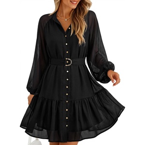 image:imageZESICA Womens 2026 Fall Long Sleeve Floral Mini DressEbony