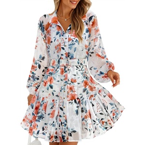 image:imageZESICA Womens 2026 Fall Long Sleeve Floral Mini DressWhite