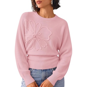 image:imageZESICA Womens 2026 Fall Long Sleeve Floral Ruched Cute SweatersPink