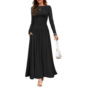 image:imageZESICA Womens 2026 Fall Long Sleeve Slimming Knit Maxi DressBlack