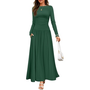 image:imageZESICA Womens 2026 Fall Long Sleeve Slimming Knit Maxi DressDark Green