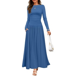 image:imageZESICA Womens 2026 Fall Long Sleeve Slimming Knit Maxi DressNavy