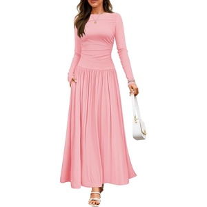 image:imageZESICA Womens 2026 Fall Long Sleeve Slimming Knit Maxi DressPink