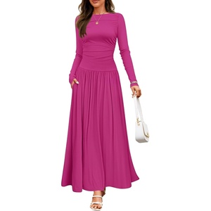 image:imageZESICA Womens 2026 Fall Long Sleeve Slimming Knit Maxi DressRose