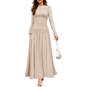 image:imageZESICA Womens 2026 Fall Long Sleeve Slimming Knit Maxi DressSand