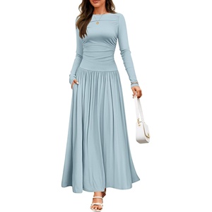 image:imageZESICA Womens 2026 Fall Long Sleeve Slimming Knit Maxi DressSky