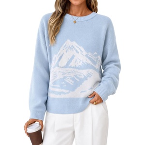 image:imageZESICA Womens 2026 Fall Winter Crewneck Oversized Printed SweatersBlue
