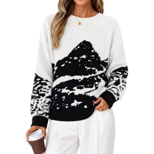 image:imageZESICA Womens 2026 Fall Winter Crewneck Oversized Printed SweatersWhite
