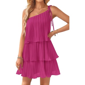 image:imageZESICA Womens 2026 Summer Boho Sleeveless Ruffle Mini DressRose