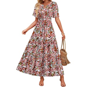 image:imageZESICA Womens 2026 Summer Floral Boho A Line Maxi DressesGreybrown