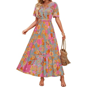 image:imageZESICA Womens 2026 Summer Floral Boho A Line Maxi DressesGreygreen
