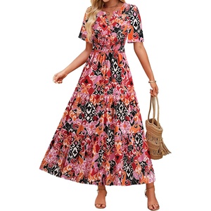 image:imageZESICA Womens 2026 Summer Floral Boho A Line Maxi DressesOrangered