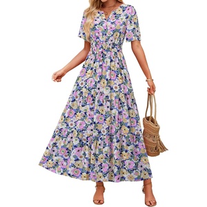 image:imageZESICA Womens 2026 Summer Floral Boho A Line Maxi DressesPurple