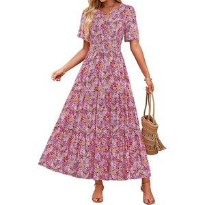 image:imageZESICA Womens 2026 Summer Floral Boho A Line Maxi DressesRed