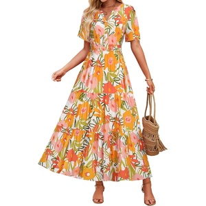 image:imageZESICA Womens 2026 Summer Floral Boho A Line Maxi DressesSunsetyellow
