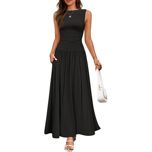 image:imageZESICA Womens 2026 Summer Sleeveless Pleated Maxi DressBlack