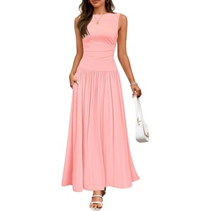image:imageZESICA Womens 2026 Summer Sleeveless Pleated Maxi DressPink