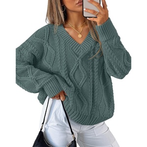 image:imageZESICA Womens Cable Knit Long Sleeve Oversized Sweaters Fall Pullover TopsDustygreen