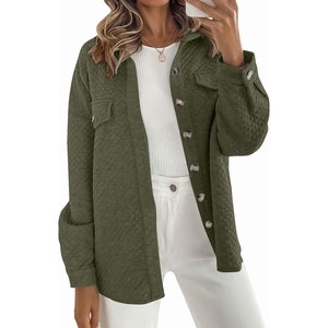 image:imageZESICA Womens Casual Long Sleeve Button Down Loose Shacket Jacket CoatArmygreen