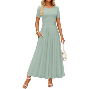image:imageZESICA Womens Casual Summer 2026 Short Sleeve Maxi DressGreen