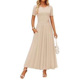 image:imageZESICA Womens Casual Summer 2026 Short Sleeve Maxi DressSandy