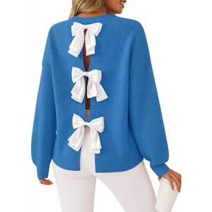 image:imageZESICA Womens Fall Bow Knot Oversized Sweaters Trendy Pullover TopsKlein Blue