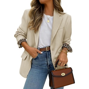 image:imageZESICA Womens Fall Business Casual Open Front Button BlazerApricot