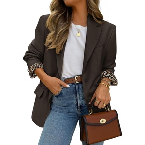 image:imageZESICA Womens Fall Business Casual Open Front Button BlazerCoffee