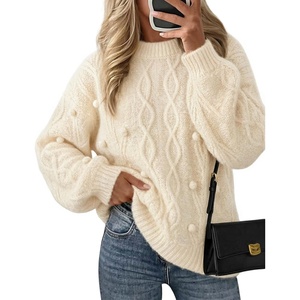 image:imageZESICA Womens Fall Winter Cable Knit Oversized Cozy Knit Pullover SweatersApricot