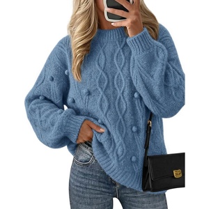 image:imageZESICA Womens Fall Winter Cable Knit Oversized Cozy Knit Pullover SweatersDusty Blue