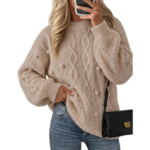 image:imageZESICA Womens Fall Winter Cable Knit Oversized Cozy Knit Pullover SweatersLight Khaki