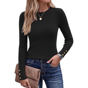 image:imageZESICA Womens Fall Winter Cozy Sweaters Fitted Knit Pullover TopsBlack
