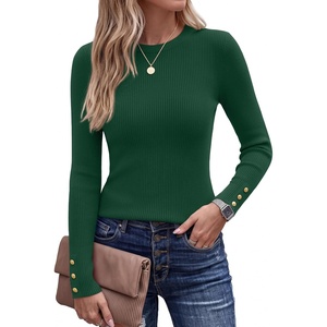image:imageZESICA Womens Fall Winter Cozy Sweaters Fitted Knit Pullover TopsDarkgreen