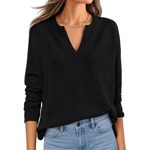 image:imageZESICA Womens Fall Winter Cozy Sweaters V Neck Loose Warm Pullover TopsBlack