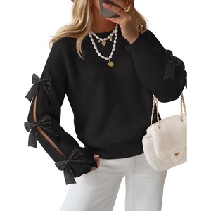 image:imageZESICA Womens Fall Winter Cute Bow Long Sleeve Oversized SweatersBlack