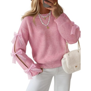image:imageZESICA Womens Fall Winter Cute Bow Long Sleeve Oversized SweatersPink