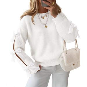 image:imageZESICA Womens Fall Winter Cute Bow Long Sleeve Oversized SweatersWhite