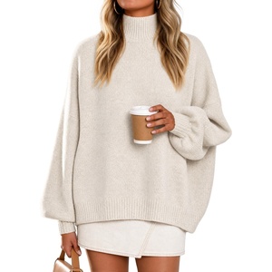 image:imageZESICA Womens Fall Winter Long Sleeve Turtleneck Oversized SweatersApricot