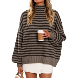 image:imageZESICA Womens Fall Winter Long Sleeve Turtleneck Oversized SweatersCoffee Combo