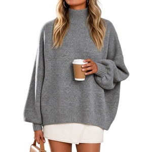 image:imageZESICA Womens Fall Winter Long Sleeve Turtleneck Oversized SweatersGrey